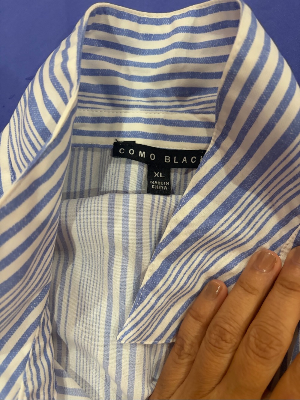 Scarlett Beige and Red Plaid Lightweight Shirt one blue white shirt striped - Picture 6 of 7